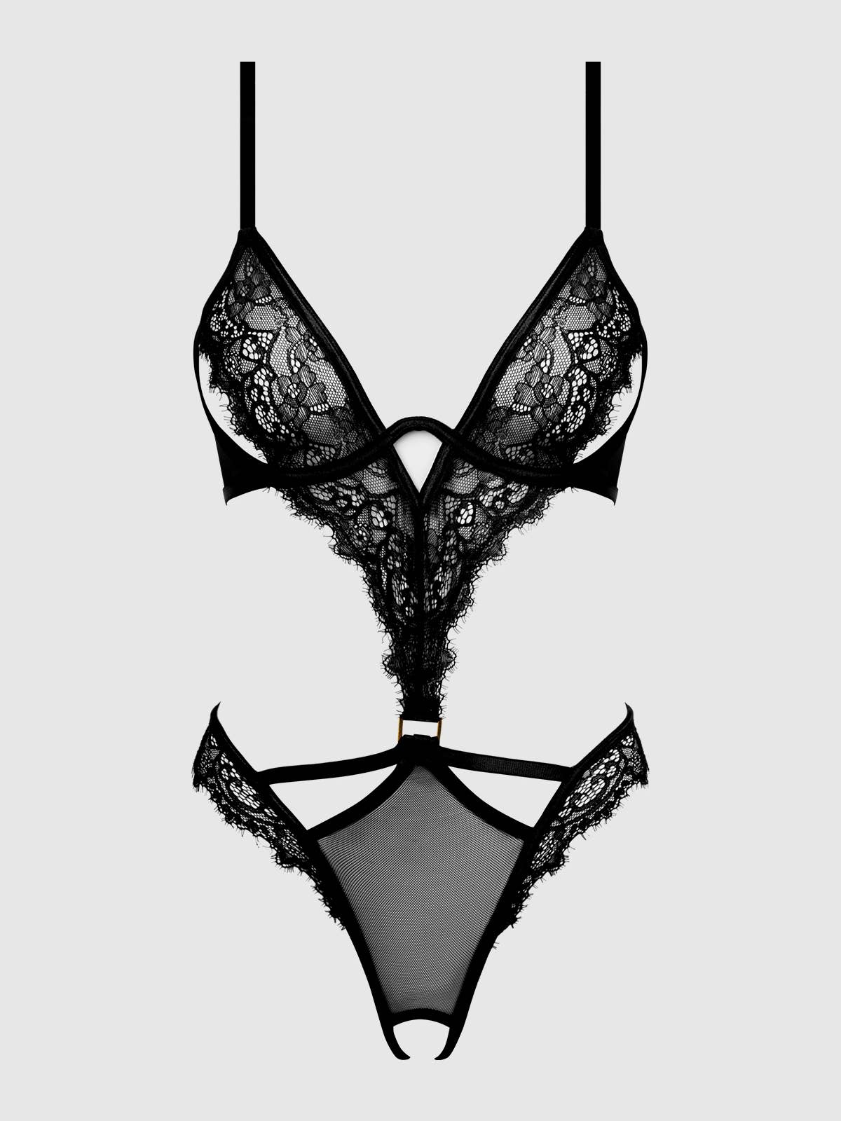 NADIA TEDDY EN DENTELLE ET MAILLE AVEC DÉCOUPES: Noir / M - LA PIRI | BOUTIQUE EN LIGNE DE BIKINIS ET LINGERIE