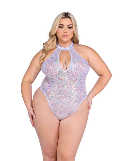 6431 - Combishort en résille à sequins avec découpe en goutte: Noir / S Roma Costume, Inc.