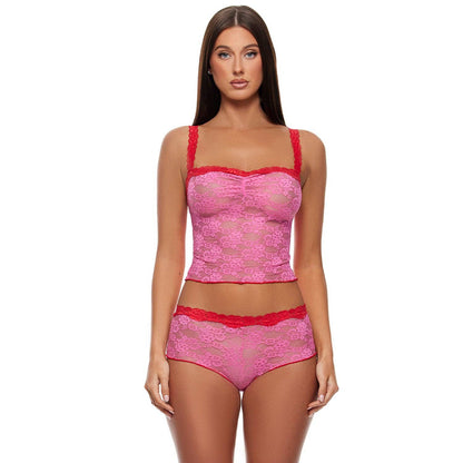 Ensemble de lingerie caraco et shorty Lounge Affair: Rose Rouge / S - LA PIRI | BOUTIQUE EN LIGNE DE BIKINIS ET LINGERIE