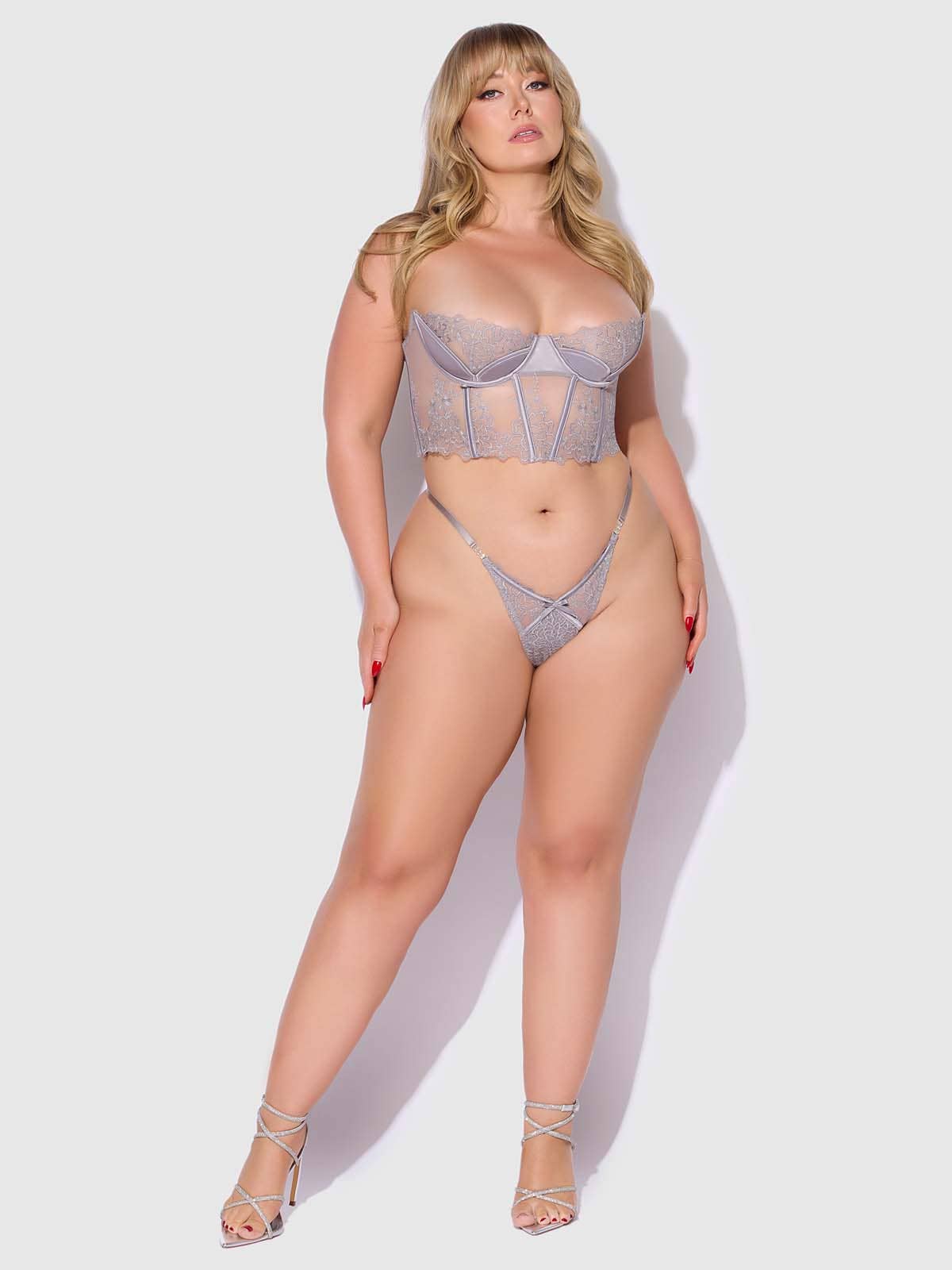 ENSEMBLE BUSTIER ET TANGA BRODÉ EDEN: CORAIL / S - LA PIRI | BOUTIQUE EN LIGNE DE BIKINIS ET LINGERIE