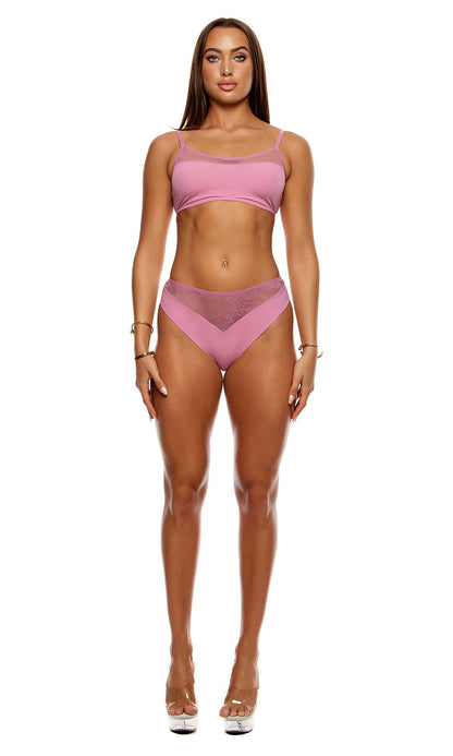 Ensemble de lingerie avec brassière en dentelle Take It Easy Lounge - Mauve: Mauve / S - LA PIRI | BOUTIQUE EN LIGNE DE BIKINIS ET LINGERIE