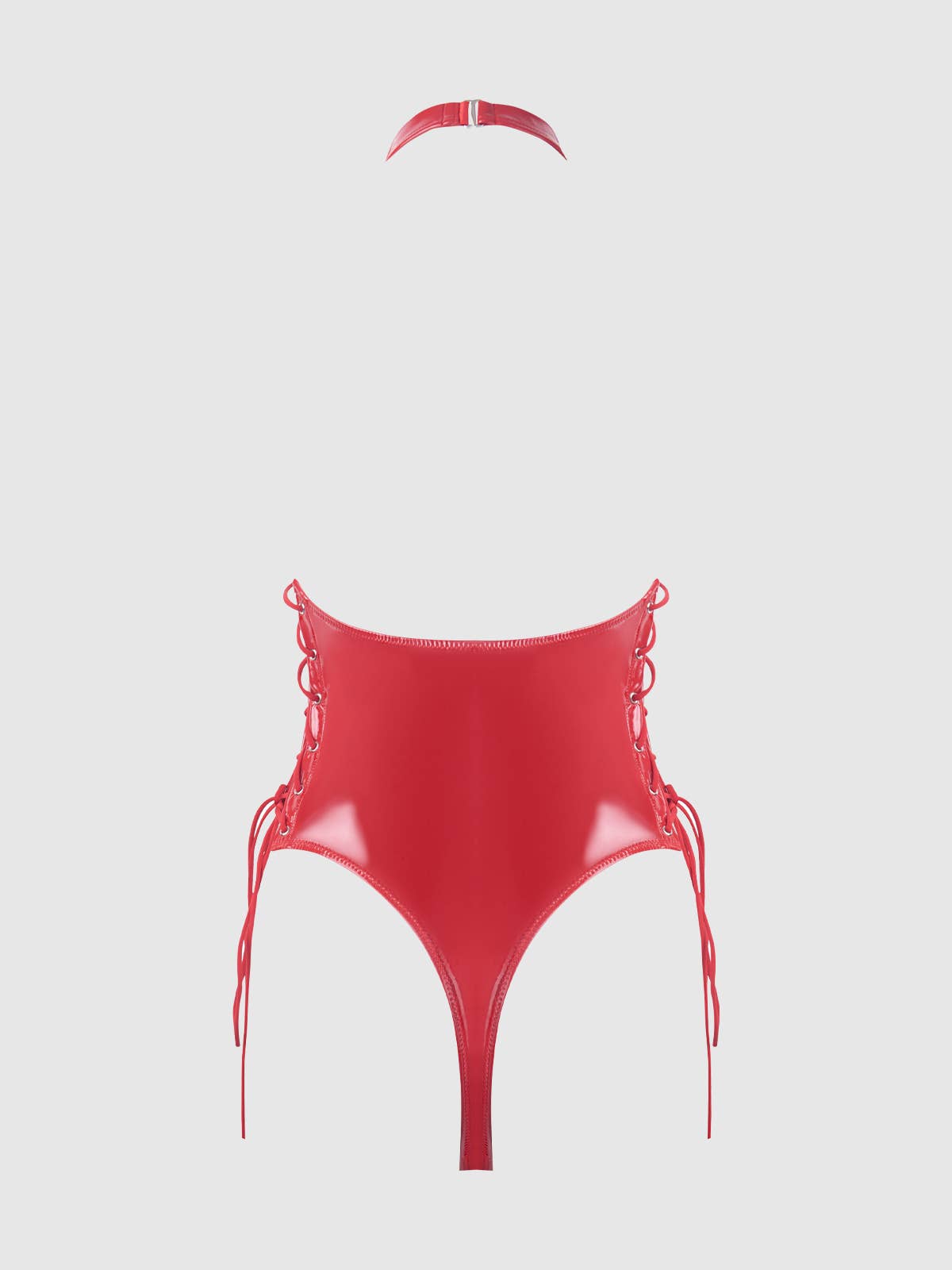Body dos nu halter en vinyle verni à lacets Trinity: Rouge / M - LA PIRI | BOUTIQUE EN LIGNE DE BIKINIS ET LINGERIE