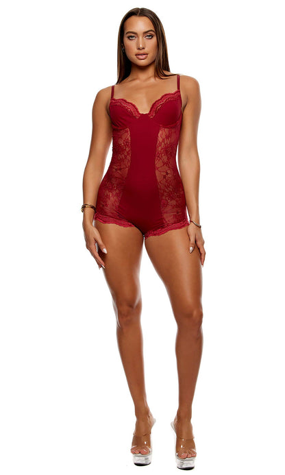 Barboteuse en dentelle côtelée Self Care - Wine: Vin / S - LA PIRI | BOUTIQUE EN LIGNE DE BIKINIS ET LINGERIE