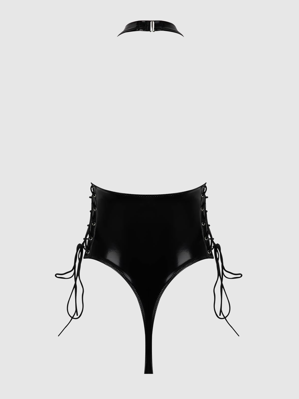 Body dos nu halter en vinyle verni à lacets Trinity: Rouge / M - LA PIRI | BOUTIQUE EN LIGNE DE BIKINIS ET LINGERIE