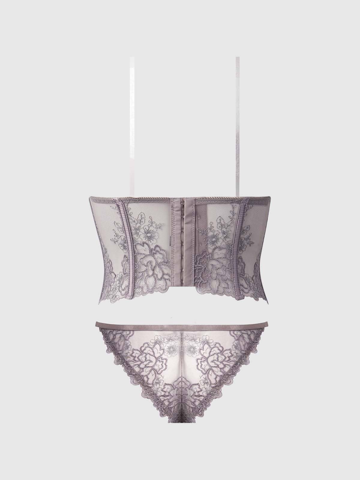 ENSEMBLE BUSTIER ET TANGA BRODÉ EDEN: CORAIL / S - LA PIRI | BOUTIQUE EN LIGNE DE BIKINIS ET LINGERIE