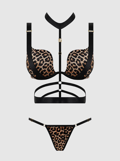 ENSEMBLE PUSH - UP LÉOPARD & NOIR / S - LA PIRI | BOUTIQUE EN LIGNE DE BIKINIS ET LINGERIE