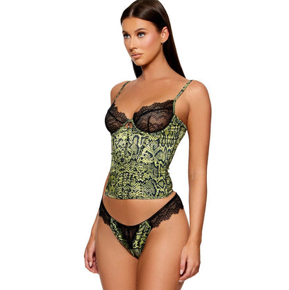 Ensemble bustier en satin serpent seconde peau: Vert / S - LA PIRI | BOUTIQUE EN LIGNE DE BIKINIS ET LINGERIE
