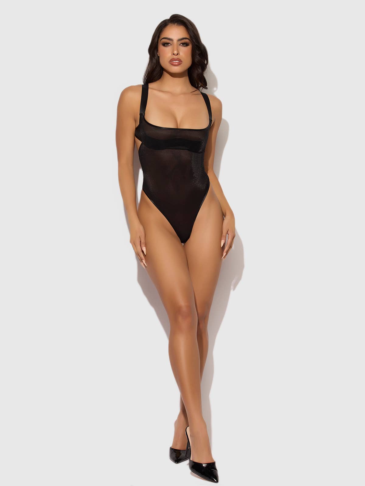 BODY EN MAILLE SCINTILLANTE YVONE: Noir / M - LA PIRI | BOUTIQUE EN LIGNE DE BIKINIS ET LINGERIE
