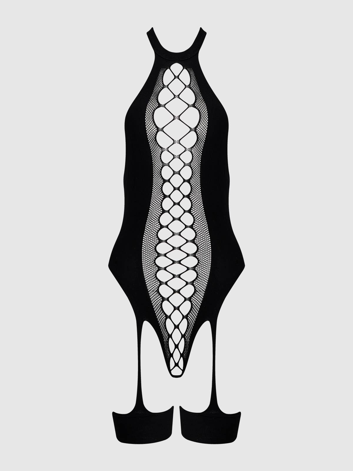 BODY EN PELUCHE À ENCOLURE LICOU ET JARRETELLES: Noir / A/S - LA PIRI | BOUTIQUE EN LIGNE DE BIKINIS ET LINGERIE