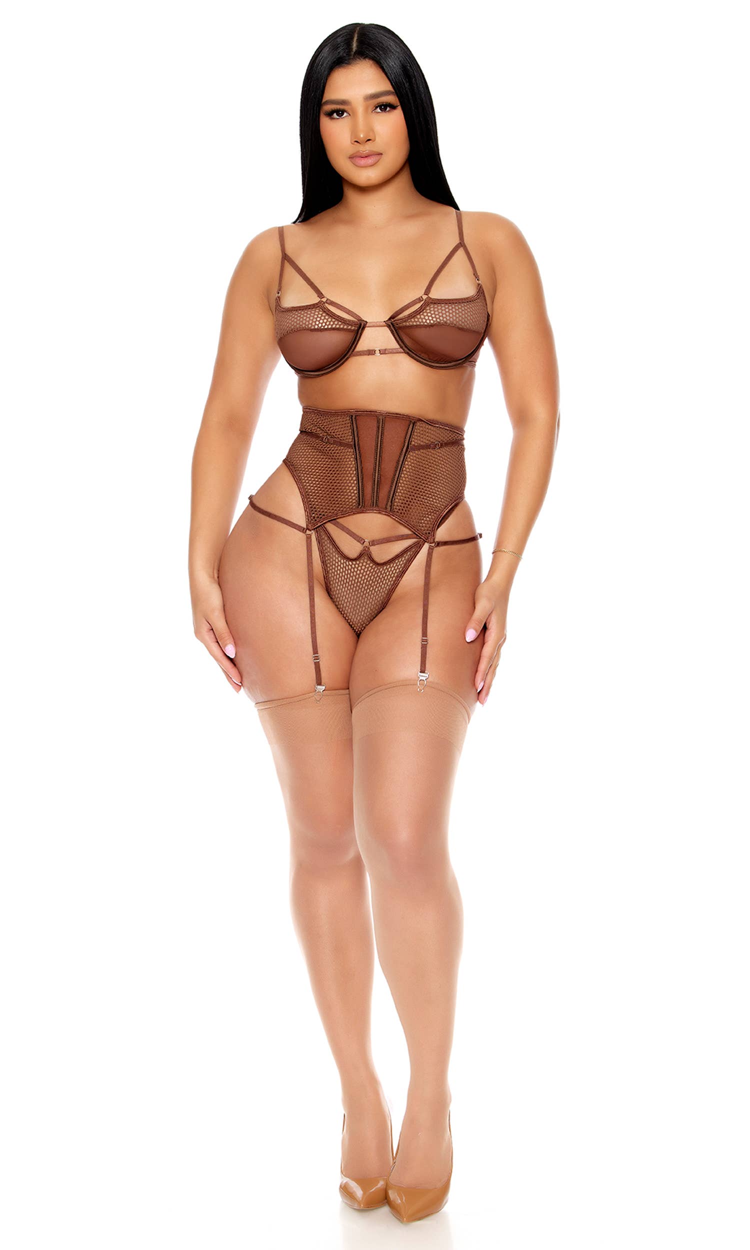 Ensemble de lingerie Marron / S - LA PIRI | BOUTIQUE EN LIGNE DE BIKINIS ET LINGERIE