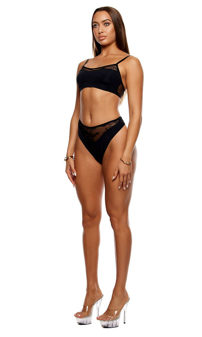Ensemble de lingerie avec brassière en dentelle Take It Easy Lounge - Noir: Noir / M - LA PIRI | BOUTIQUE EN LIGNE DE BIKINIS ET LINGERIE