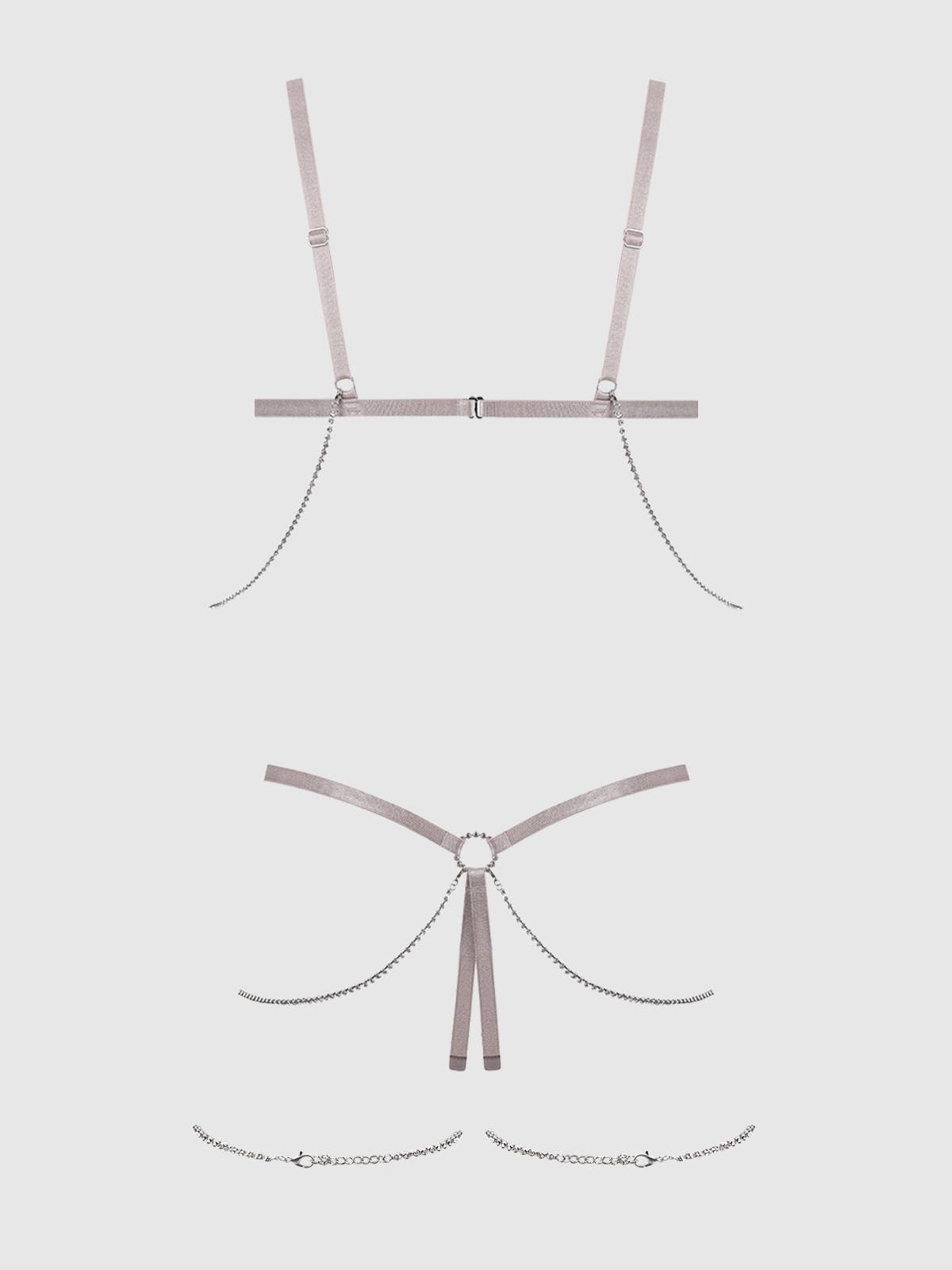 PRESLEY SHINE MESH OUVERTURE COUPE & TEDDY À STRASS ENTREJAMBE OUVERT: GRIS ARGENT / S - LA PIRI | BOUTIQUE EN LIGNE DE BIKINIS ET LINGERIE