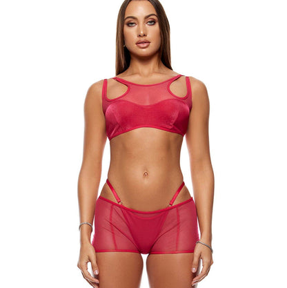 Ensemble de lingerie en maille et tricot à couches - Haut de soutien - gorge et short - Rose: Rose / M - LA PIRI | BOUTIQUE EN LIGNE DE BIKINIS ET LINGERIE