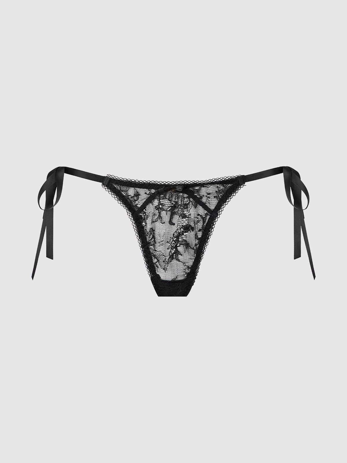 STRING À NOUER SUR LE CÔTÉ EN DENTELLE VICTORIA: Noir / XL - LA PIRI | BOUTIQUE EN LIGNE DE BIKINIS ET LINGERIE