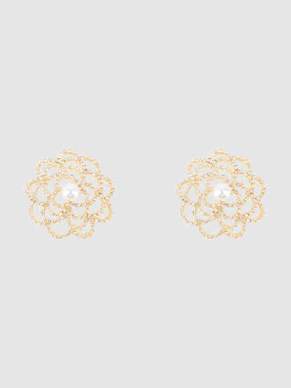 PASTIES FLORALES EN STRASS ET PERLES: DORÉ ET BLANC / A/S - LA PIRI | BOUTIQUE EN LIGNE DE BIKINIS ET LINGERIE