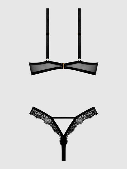 NADIA TEDDY EN DENTELLE ET MAILLE AVEC DÉCOUPES: Noir / M - LA PIRI | BOUTIQUE EN LIGNE DE BIKINIS ET LINGERIE