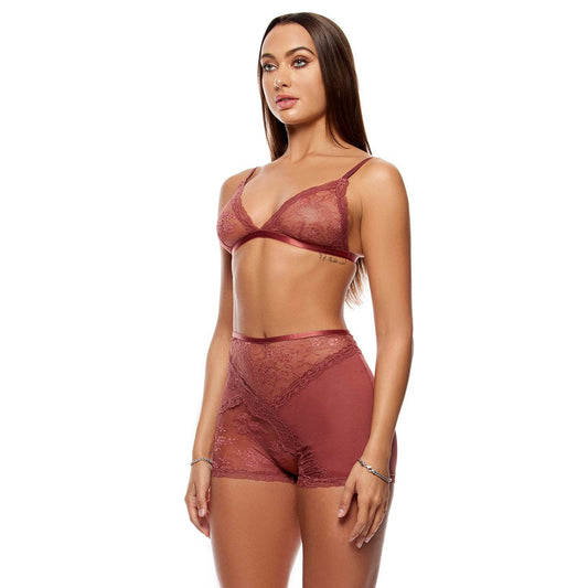 Ensemble de lingerie en dentelle Patch of Petals Bralette et short - Épice: Épices / S - LA PIRI | BOUTIQUE EN LIGNE DE BIKINIS ET LINGERIE