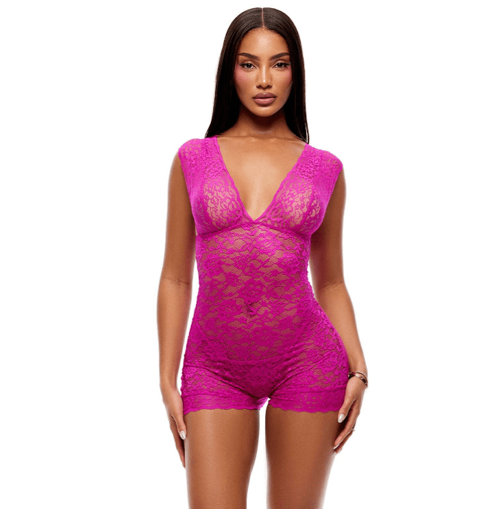Ensemble combishort 2 pièces en dentelle extensible - LA PIRI | BOUTIQUE EN LIGNE DE BIKINIS ET LINGERIE