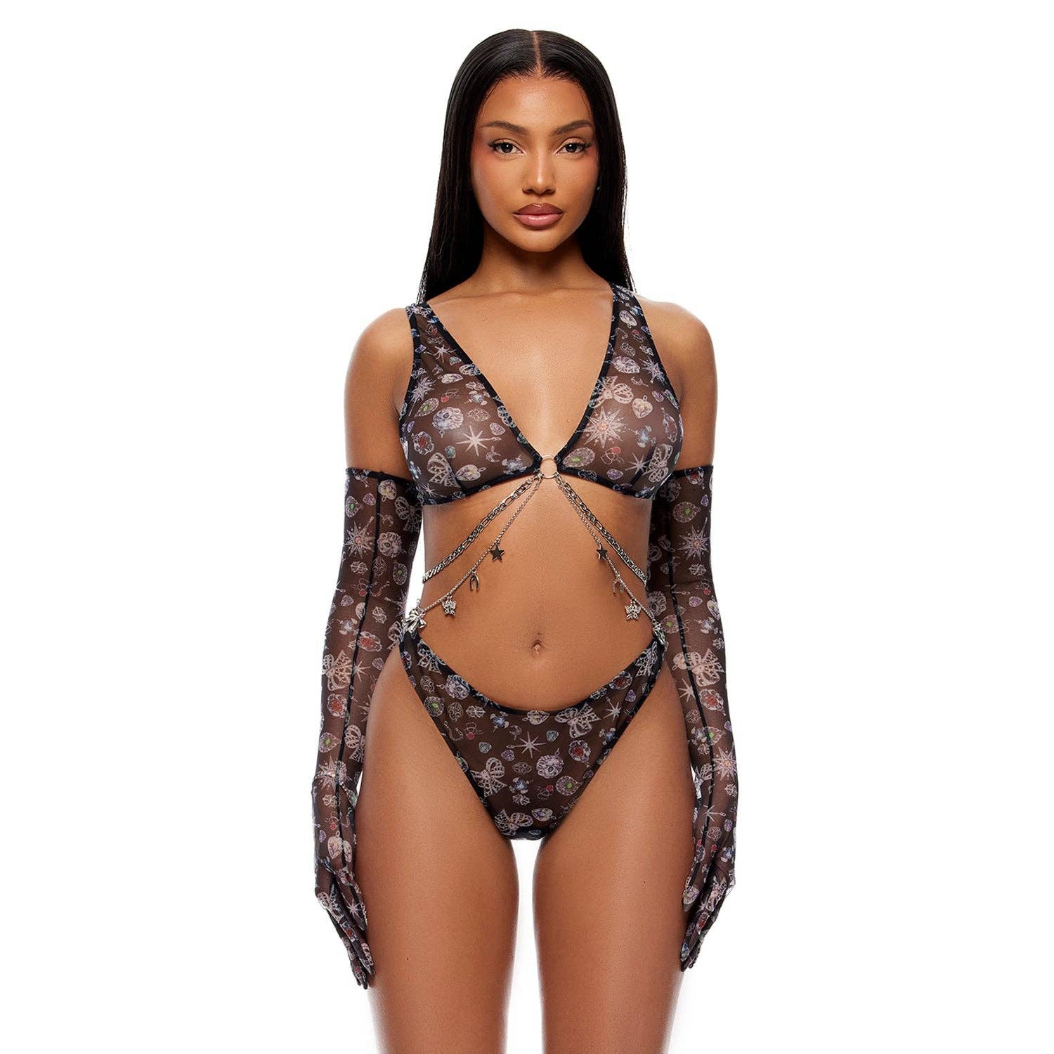 Ensemble Cosmic Mesh avec gants - LA PIRI | BOUTIQUE EN LIGNE DE BIKINIS ET LINGERIE