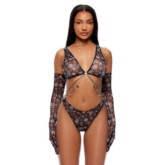 Ensemble Cosmic Mesh avec gants - LA PIRI | BOUTIQUE EN LIGNE DE BIKINIS ET LINGERIE