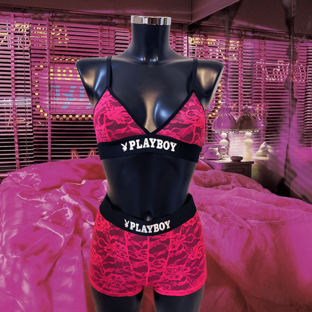 🐰 PLAYBOY Ensemble Dentelle Fuchsia - LA PIRI | BOUTIQUE EN LIGNE DE BIKINIS ET LINGERIE
