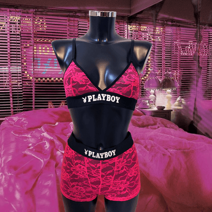 🐰 PLAYBOY Ensemble Dentelle Fuchsia - LA PIRI | BOUTIQUE EN LIGNE DE BIKINIS ET LINGERIE