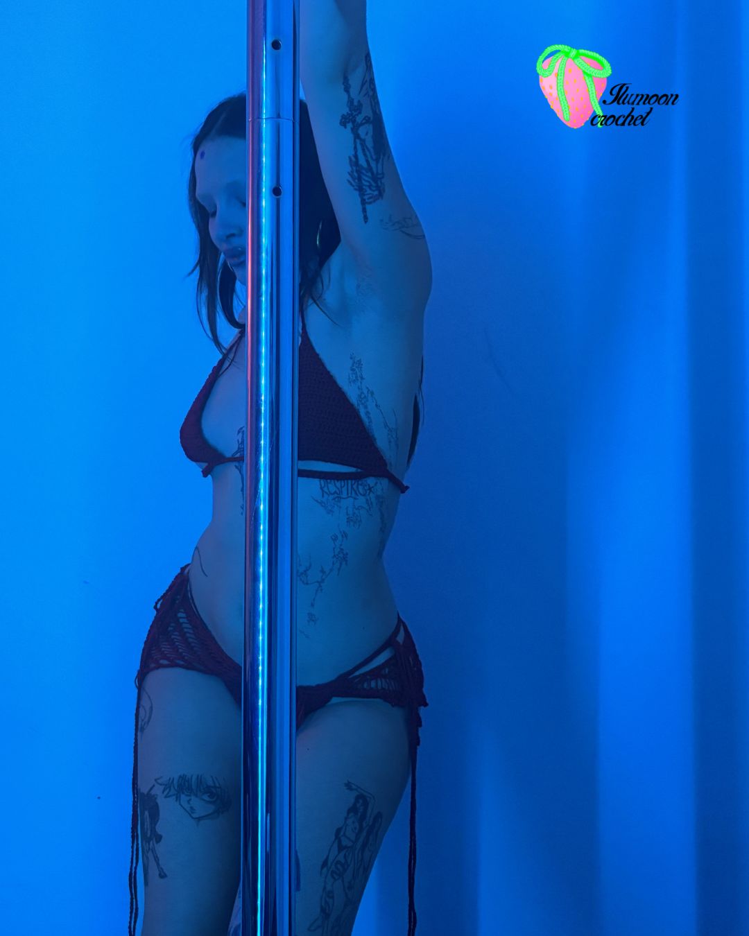 Ensemble Crochet rose pailleté - LA PIRI | BOUTIQUE EN LIGNE DE BIKINIS ET LINGERIE