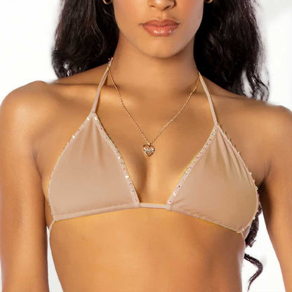 Top Triangle à strass - LA PIRI | BOUTIQUE EN LIGNE DE BIKINIS ET LINGERIE
