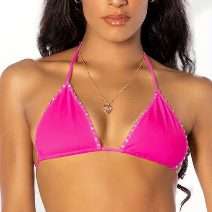 Top Triangle à strass - LA PIRI | BOUTIQUE EN LIGNE DE BIKINIS ET LINGERIE